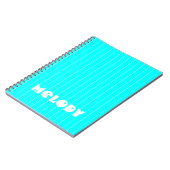 Neon Cyan White Thin Vertikal Stripname Notizblock (Linke Seite)