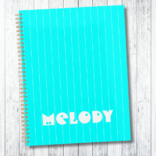 Neon Cyan White Thin Vertikal Stripname Planer