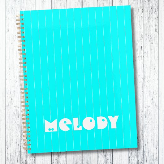 Neon Cyan White Thin Vertikal Stripname Planer