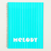 Neon Cyan White Thin Vertikal Stripname Planer (Vorderseite)