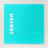 Neon Cyan White Thin Vertikal Stripname Puzzle (Horizontal)