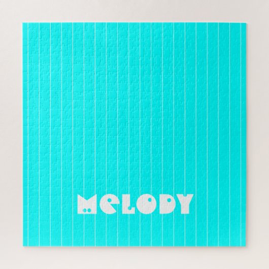 Neon Cyan White Thin Vertikal Stripname Puzzle (Vertikal)