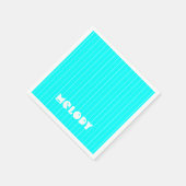 Neon Cyan White Thin Vertikal Stripname Serviette (Ecke)