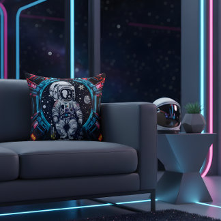 Neon Cyber Astronaut Pillow Kissen