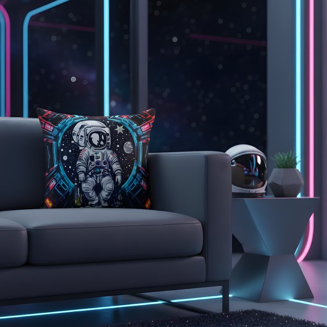 Neon Cyber Astronaut Pillow Kissen (Von Creator hochgeladen)