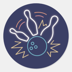 Neon Cyber Bowling Runder Aufkleber