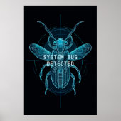 Neon Cyber Bug Detected IT Programmer Humor Poster (Vorne)
