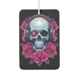 Neon Cyber Death Skull und Rose Black Autolufterfrischer