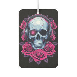 Neon Cyber Death Skull und Rose Black Autolufterfrischer