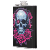Neon Cyber Death Skull und Rose Black Flachmann (Links)