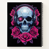 Neon Cyber Death Skull und Rose Black Notizblock (Rückseite)