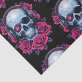 Neon Cyber Death Skull und Rose Black Seidenpapier (Detail)