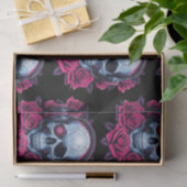 Neon Cyber Death Skull und Rose Black Seidenpapier (Geschenk)