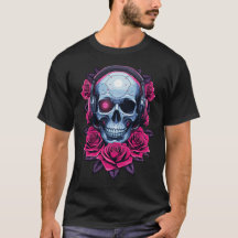 Neon Cyber Death Skull und Rose Black