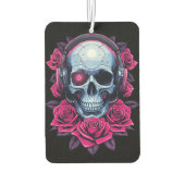 Neon Cyber Death Skull und Rose Weiß Autolufterfrischer (Rückseite)