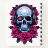 Neon Cyber Death Skull und Rose Weiß Notizblock (Rückseite)