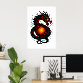 Neon Cyber Dragon Coil – Futuristic Fantasy Poster (Heimbüro)