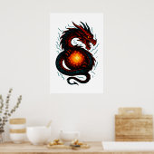 Neon Cyber Dragon Coil – Futuristic Fantasy Poster (Küche)