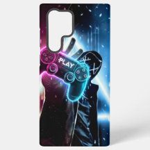 Neon-Cyber-Gamer-Kapuzen-Silhouette-Handyhülle