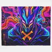 Neon Cyber Guardian Art Fleecedecke (Vorderseite (Horizontal))