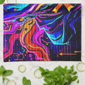 Neon Cyber Guardian Art Geschirrtuch (Gefaltet)