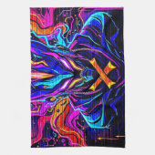 Neon Cyber Guardian Art Geschirrtuch (Vertikal)