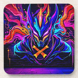 Neon Cyber Guardian Art Getränkeuntersetzer