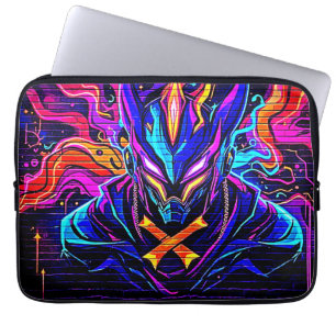 Neon Cyber Guardian Art Laptopschutzhülle