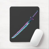 Neon Cyber-Katana: Digital Blade Tech-Mausepad Mousepad (Mit Mouse)