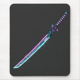 ​Neon Cyber-Katana: Digital Blade Tech mousepad 