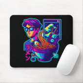 Neon Cyber Ramen - Vaporwave Retro Ästhetische Kun Mousepad (Mit Mouse)