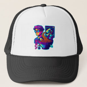 Neon Cyber Ramen - Vaporwave Retro Ästhetische Kun Truckerkappe