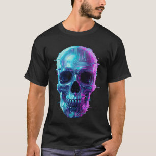 Neon Cyber-Schädel Dark Aesthetic T-Shirt – Futuri