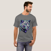Neon Cyber Tiger T - Shirt Futuristische Glitch Ku (Vorne ganz)