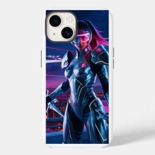 Neon Cyber Warrior iPhone Case - Futuristisches Sc