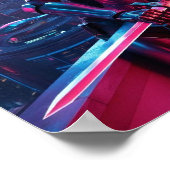 Neon Cyber Warrior Poster - Futuristic SciFi (Ecke)