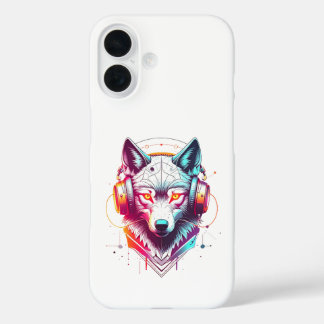 Neon Cyber Wolf Kopfhörer Y2K iPhone 16 Hülle