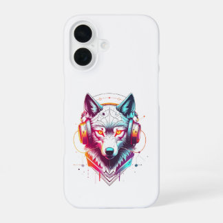 Neon Cyber Wolf Kopfhörer Y2K iPhone 16 Hülle