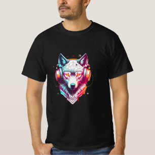 Neon Cyber Wolf Kopfhörer Y2K T-Shirt
