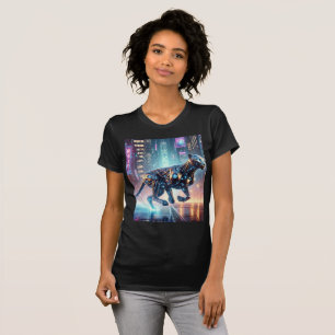 Neon Cybernetic Cheetah Sprint T-Shirt T - Shirt D