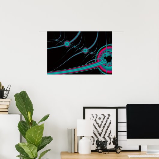 NEON-CYBERNETISCHE ABSTRAKTE KUNST POSTER (Heimbüro)