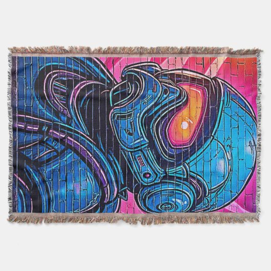 Neon Cyberpunk Astronaut Decke (Vorderseite)