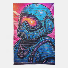 Neon Cyberpunk Astronaut Geschirrtuch