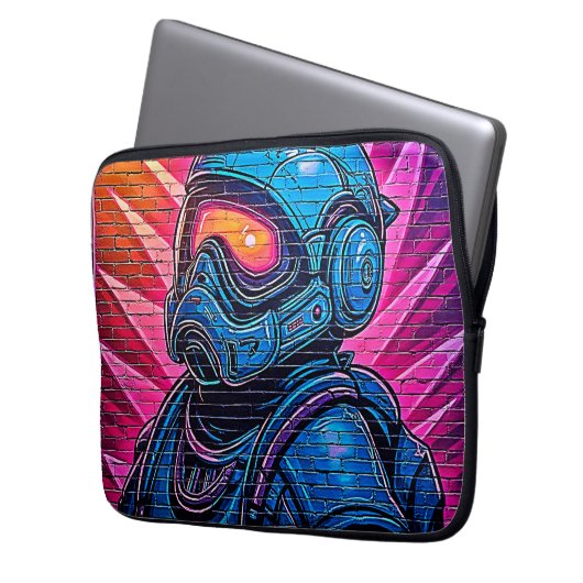 Neon Cyberpunk Astronaut Laptopschutzhülle (Vorderseite Links)