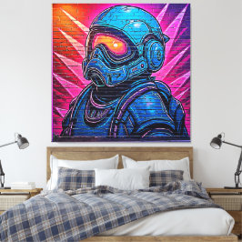 Neon Cyberpunk Astronaut Leinwanddruck