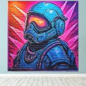 Neon Cyberpunk Astronaut Leinwanddruck (Insitu (Holzboden))