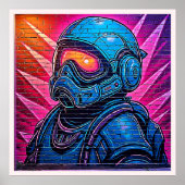 Neon Cyberpunk Astronaut Poster (Vorne)
