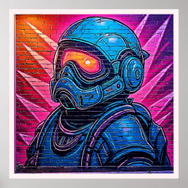 Neon Cyberpunk Astronaut Poster