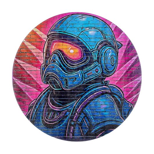 Neon Cyberpunk Astronaut Schneidebrett (Vorderseite)
