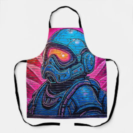 Neon Cyberpunk Astronaut Schürze